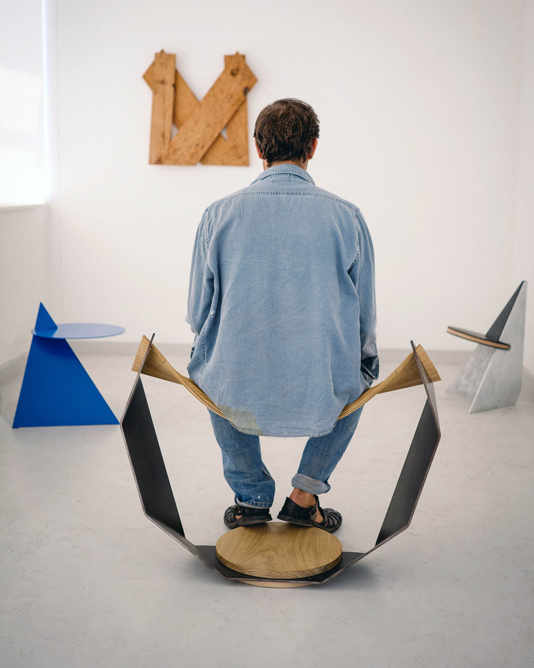 The Boog Chair in Waxed Steel and Oak