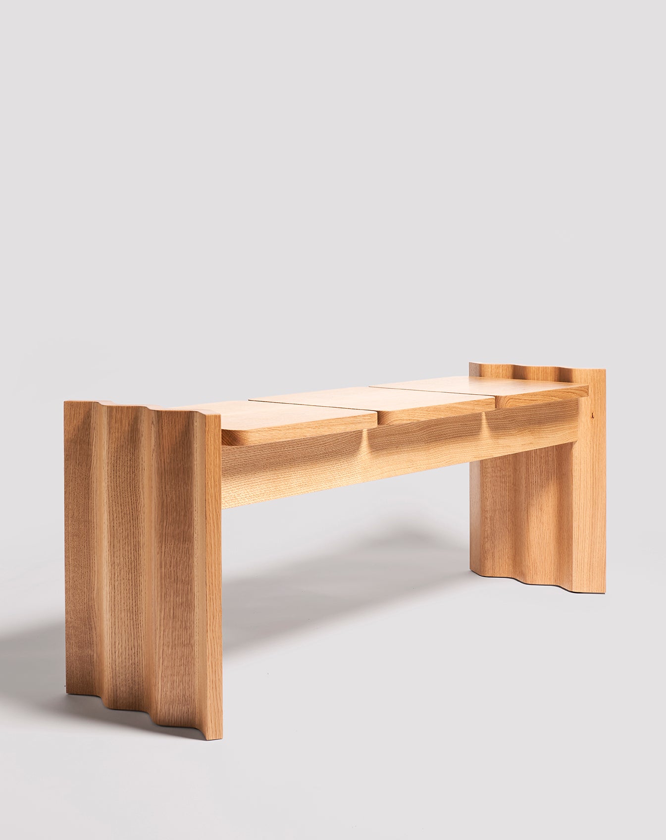 The Corrugated Bench in White Oak