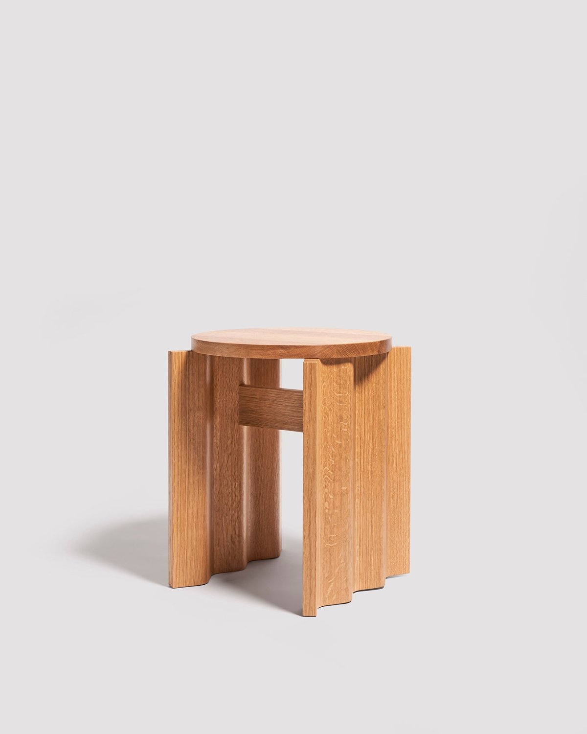 The Corrugated Side Table in White Oak