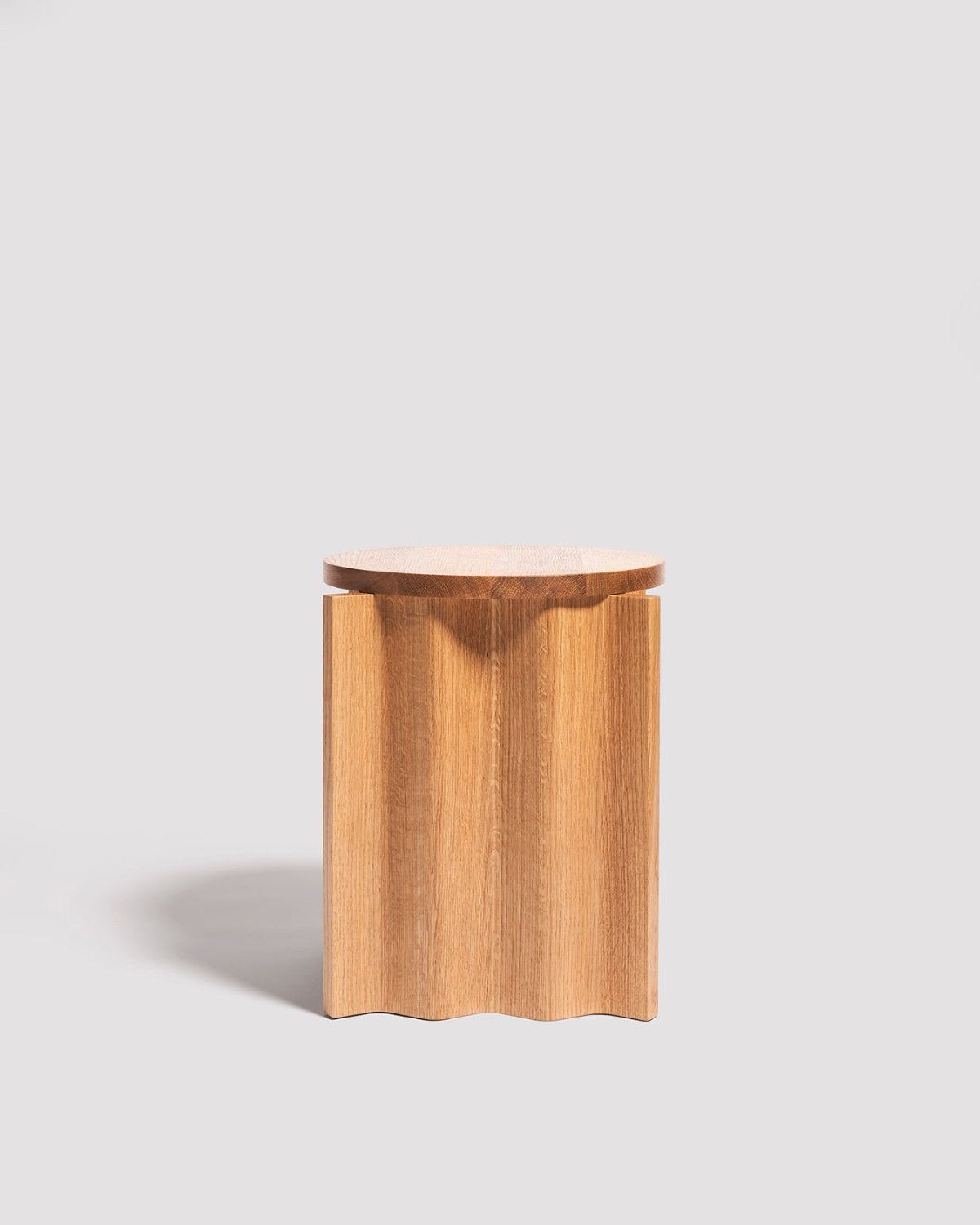 The Corrugated Side Table in White Oak