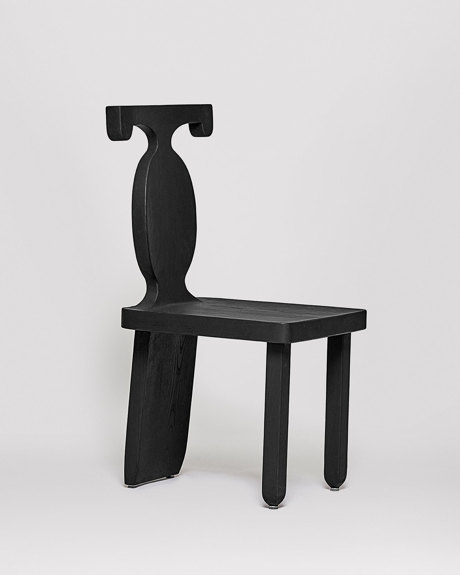 Sculptural African wooden chair in ebonized ash