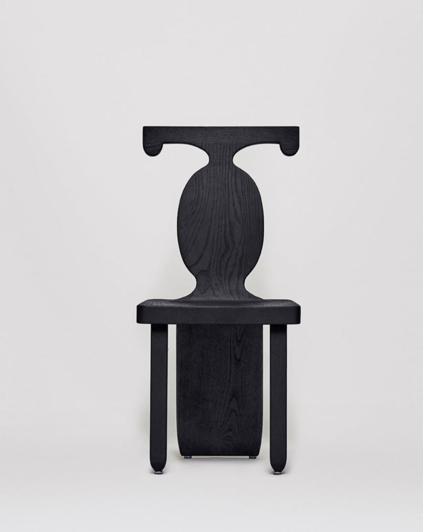 Sculptural African wooden chair in ebonized ash