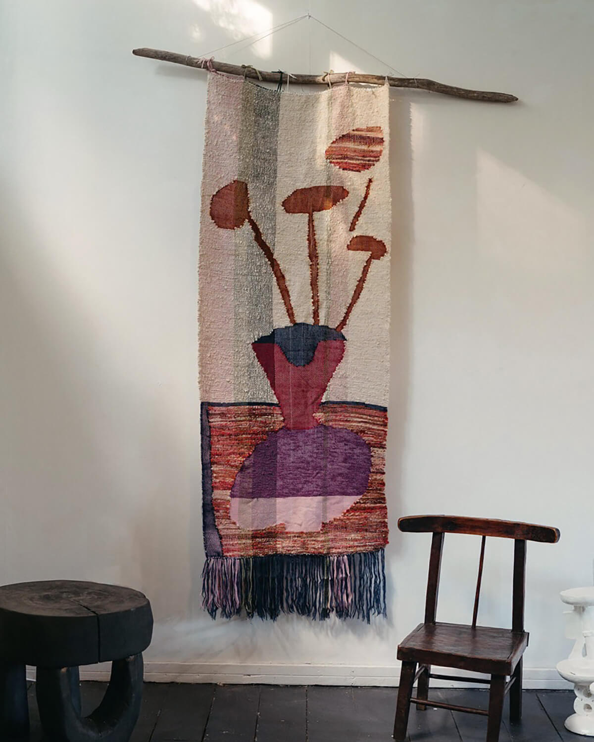 'Thumbprints & Walled Flowers' Mohair Tapestry