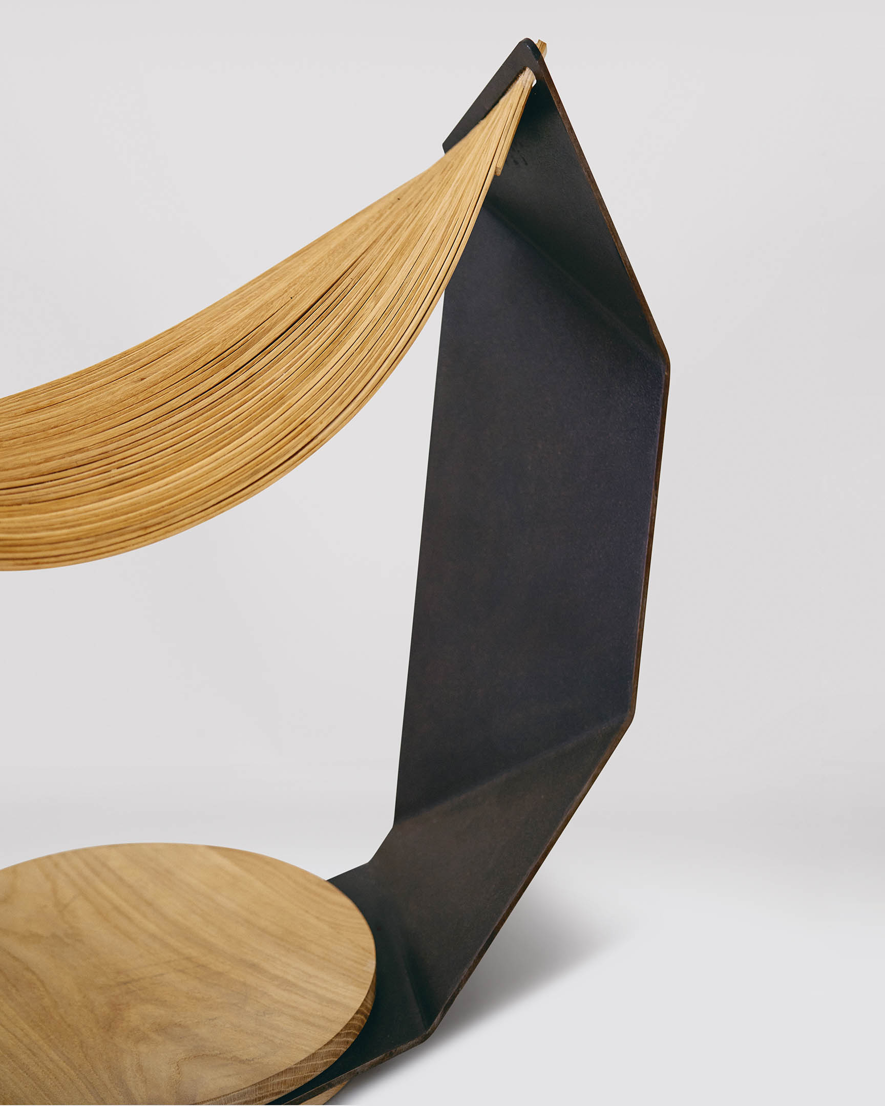 The Boog Chair in Waxed Steel and Oak